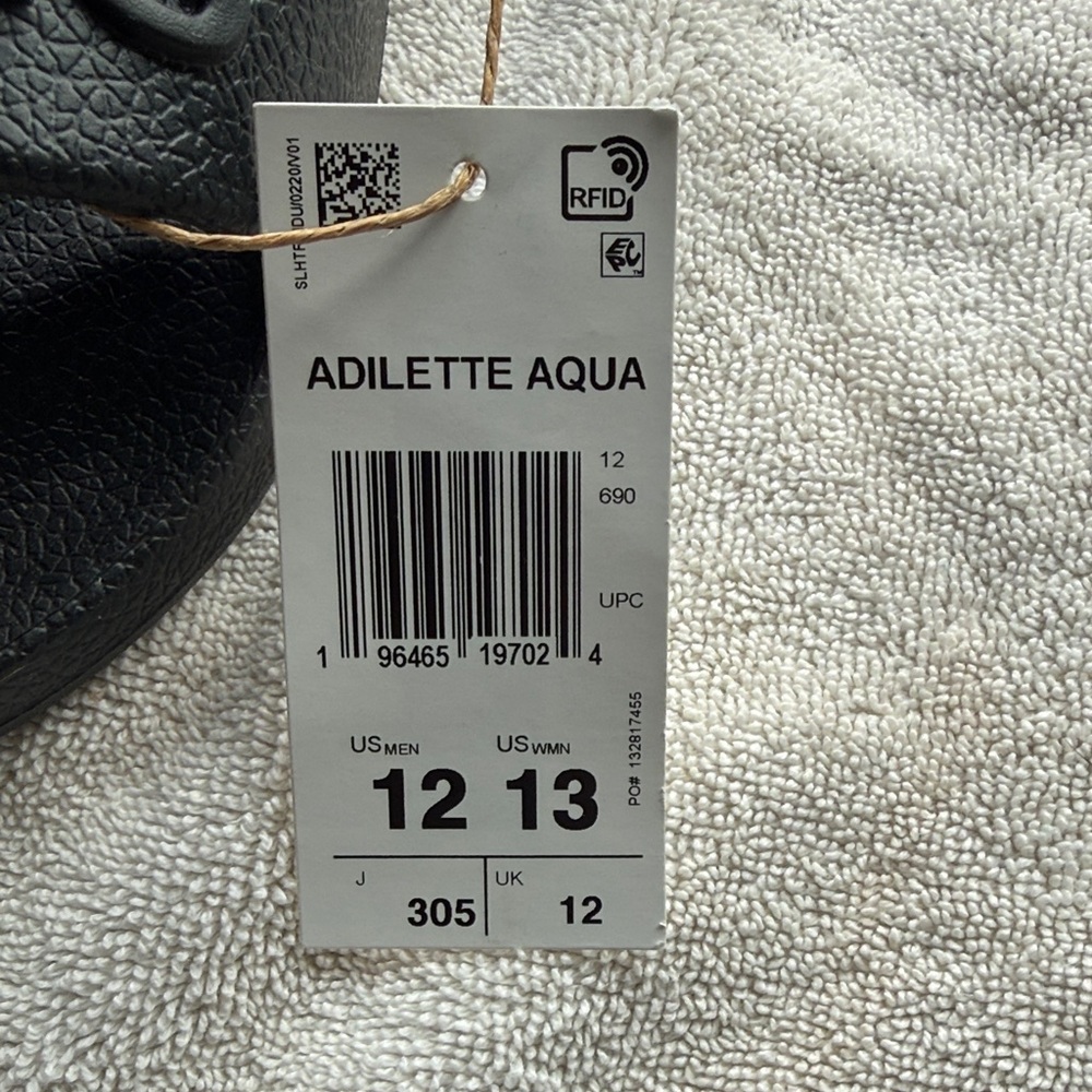 Adidas Black Adilette Aqua Sandals - Picture 3 of 6